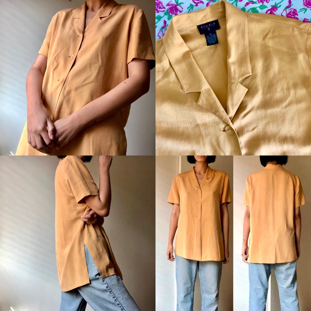 Orange Silk Button Down - Picture 4 of 6
